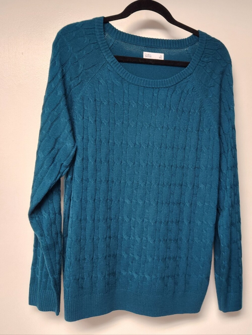 croft & barrow Teal Cable-Knit Crew Neck Sweater